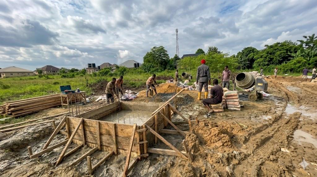 NRG Bloom modular data center foundation being poured at the Bayelsa site