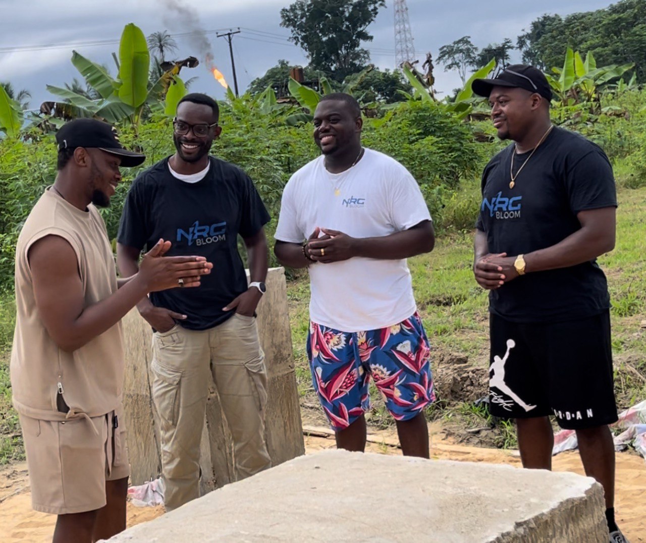 NRG Bloom team on-site in Nigeria with gas flare